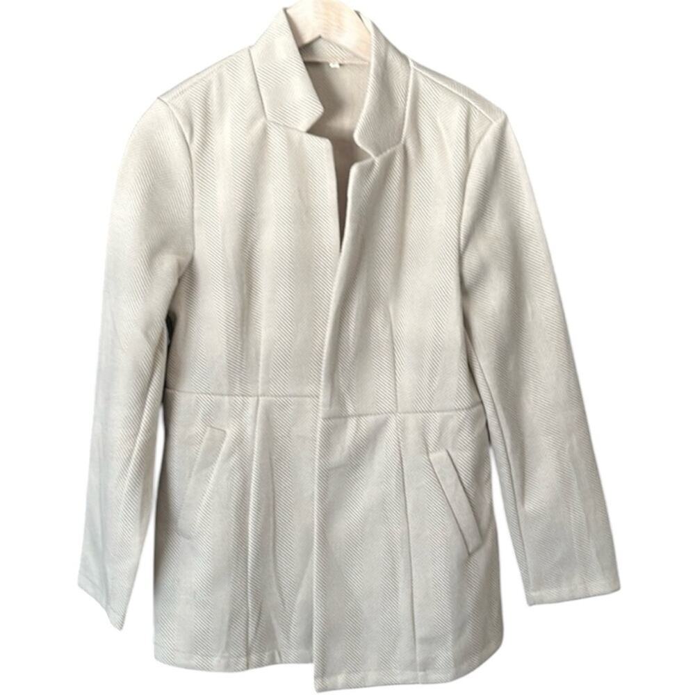 Elegant Cream Women's Blazer Warm Cozy For Fall Winter Large